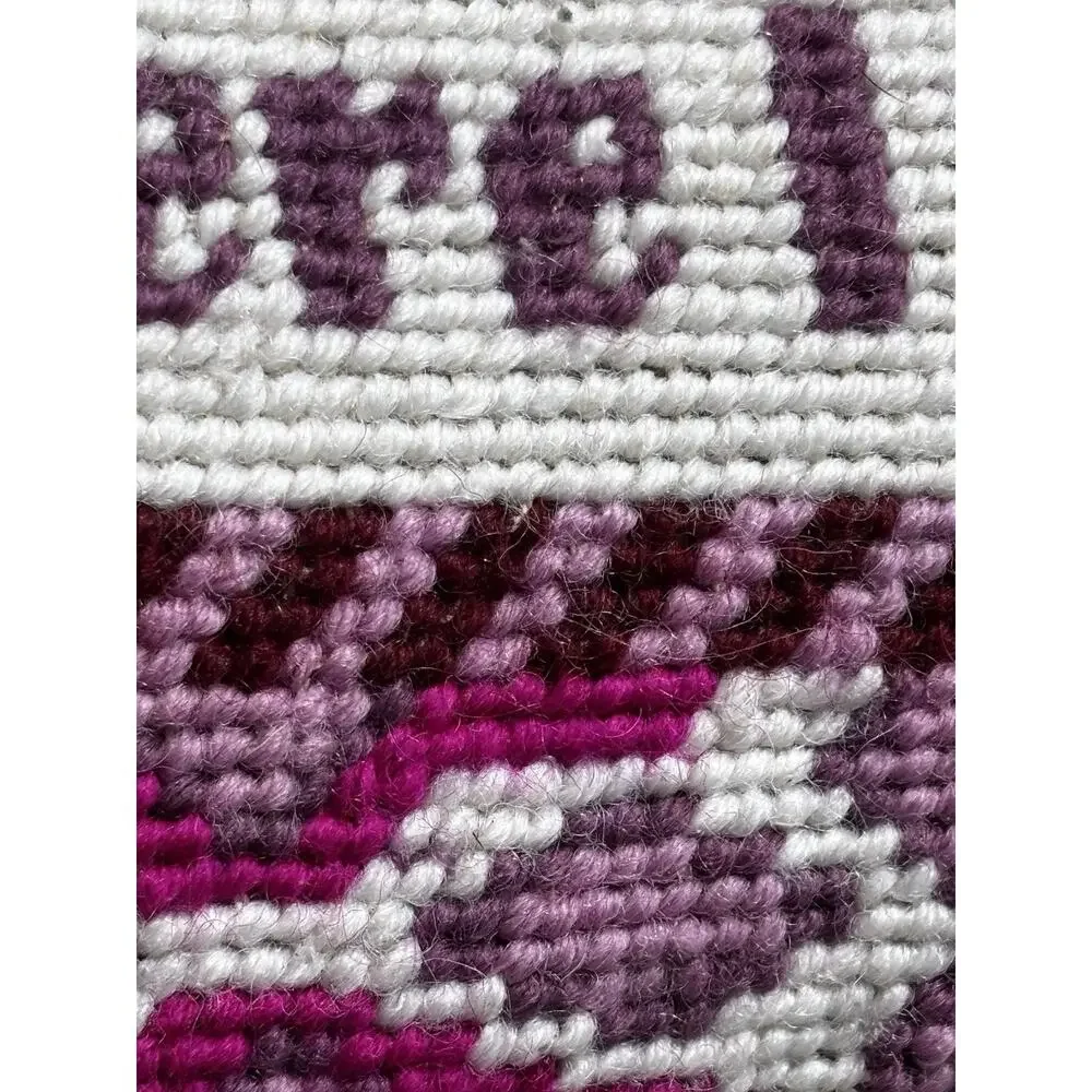 Needlepoint Lumbar Pillow Pink and White Decorative Furbish
